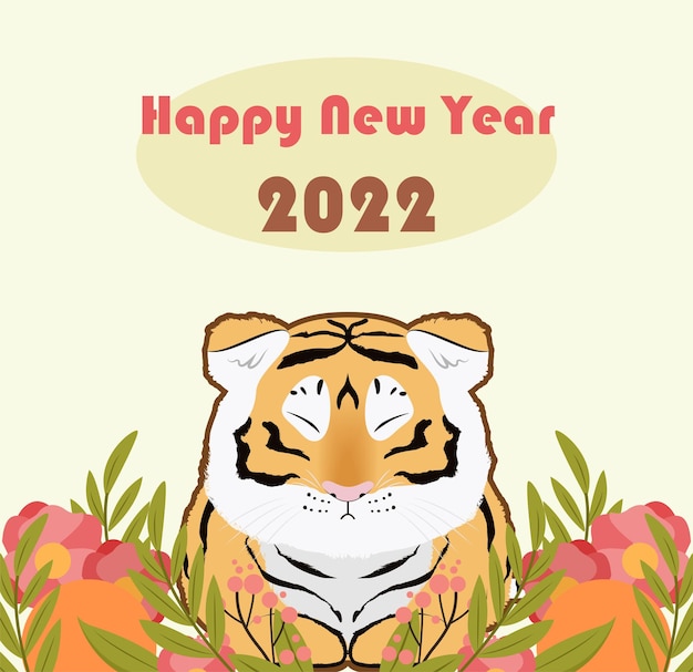 Vector año nuevo chino 2022 año del tigre con elementos asiáticos año del tigre