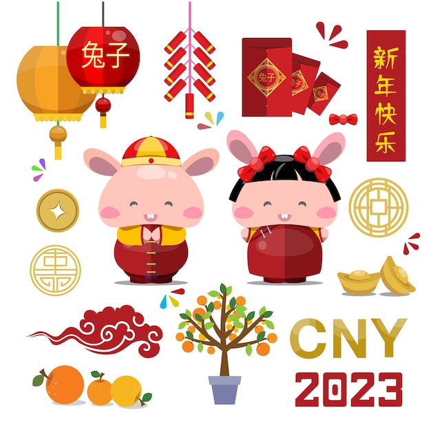 Año nuevo chino 2023 Conejo lindo