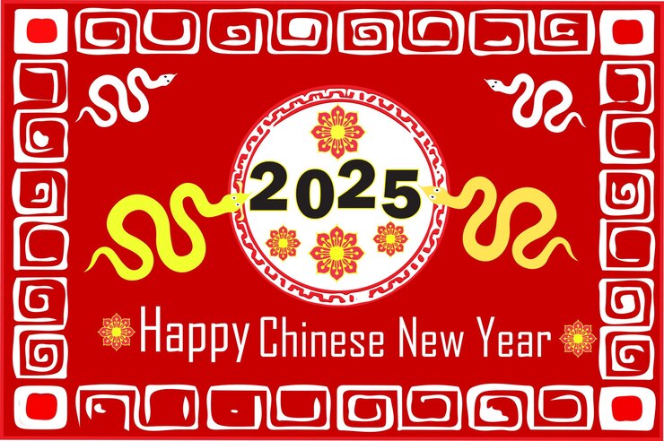 año nuevo chino 2025 año nuevo lunar yaer ilustración vectorial de serpiente
