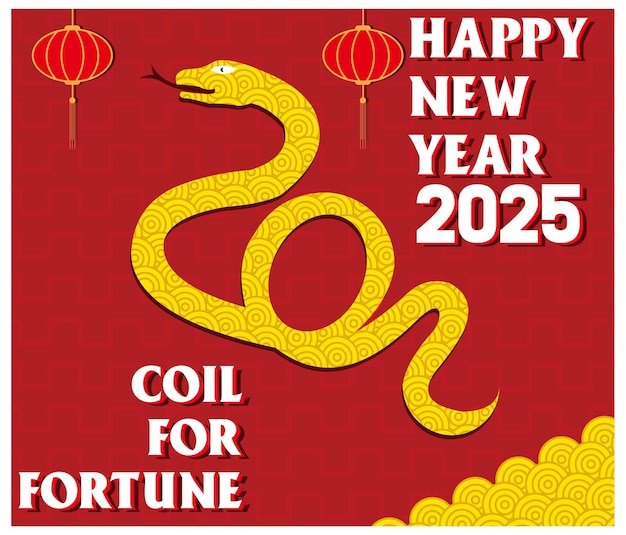Año Nuevo Chino 2025 diseño moderno en colores de oro rojo para cartel de portada pancarta vector plano ilustración moderna