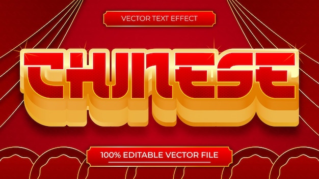 Año Nuevo Chino 3D efecto de texto realista vector editable