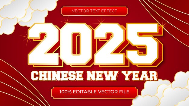 Año Nuevo Chino 3D efecto de texto realista vector editable