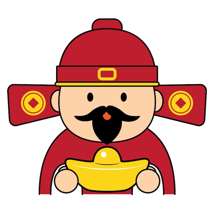 Vector año nuevo chino dios de la riqueza icono de choy san