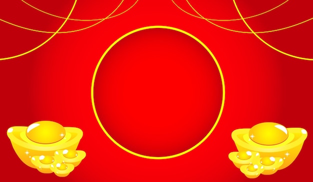 Vector año nuevo chino fortuna rojo fondo con 3d ingot de oro tradicional chino ilustración vectorial