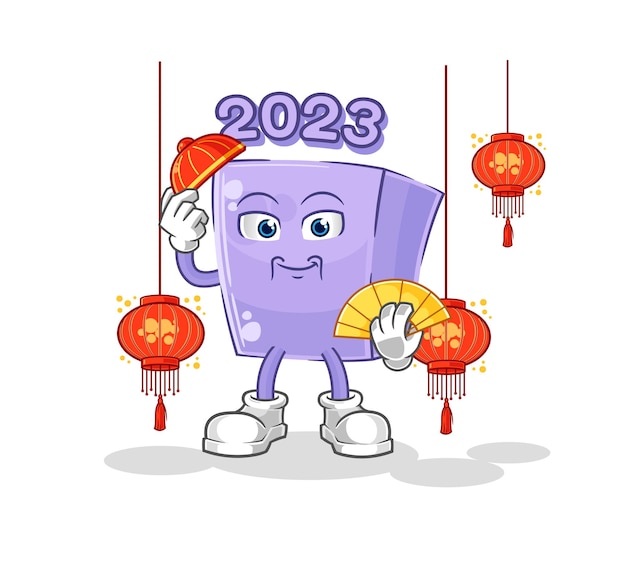 Año nuevo chino con vector de caracteres de ilustración de linternas