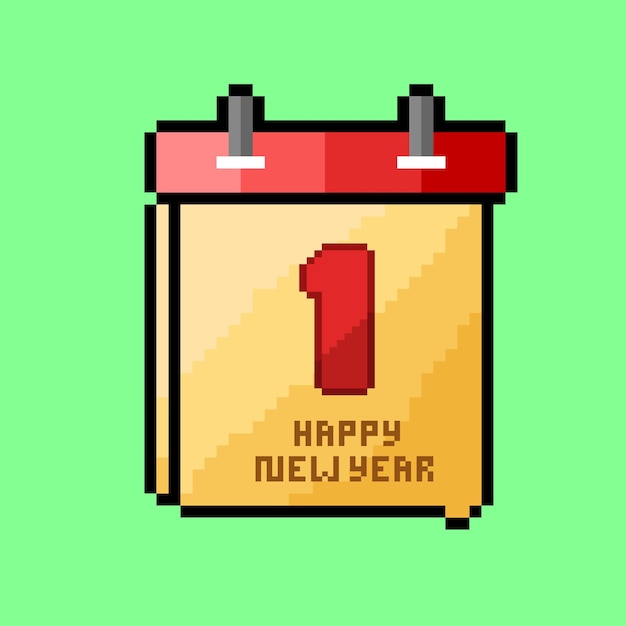 año nuevo en la fecha con estilo pixel art.