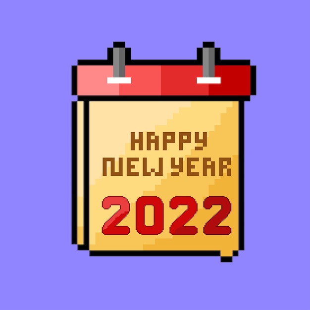 año nuevo en la fecha con estilo pixel art.