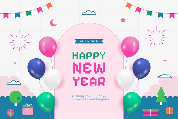 Año nuevo lindo retro fondo abstracto con diseño geométrico