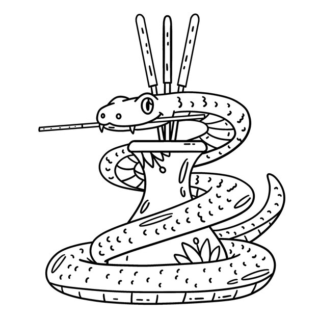 Año de la Serpiente e Incienso Coloración aislada
