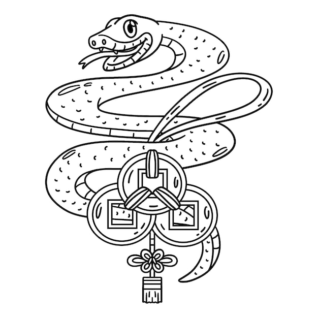 El año de la serpiente Feng Shui página de colorear aislada
