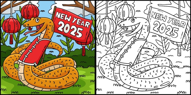 Año de la Serpiente Ilustración del Año Nuevo 2025