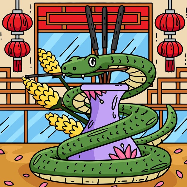 El año de la serpiente y el incienso dibujos animados a color
