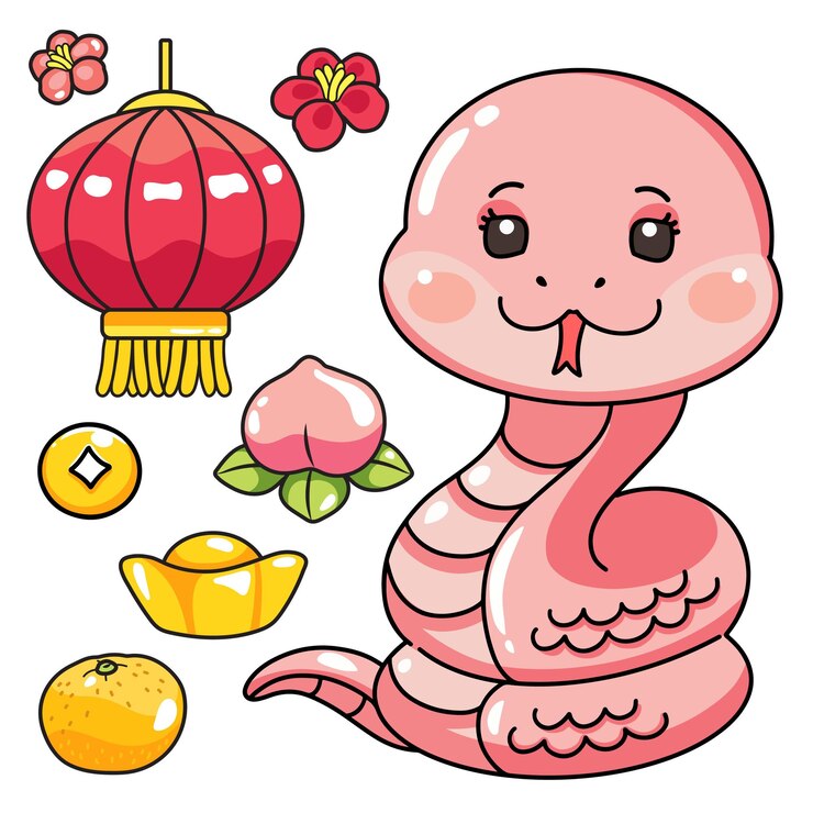 El Año de la Serpiente incluye una linda caricatura de serpiente rosa
