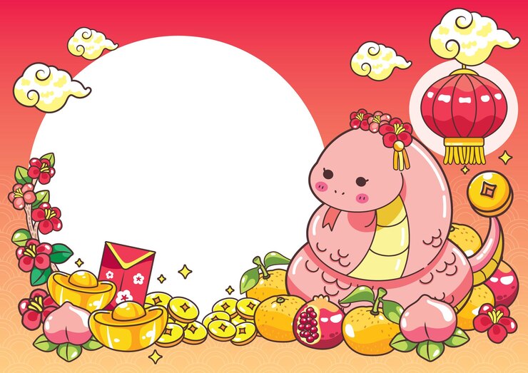 El Año de la Serpiente incluye una linda serpiente rosada de dibujos animados Banner Cover Background