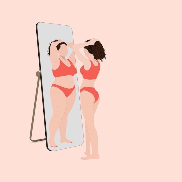 Vector anorexia, dismorfofobia que avergüenza al cuerpo, odio a uno mismo, insatisfacción con el concepto de apariencia.