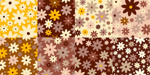 Años 60 Retro Vintage chic patrones florales Hippie divertidos patrones funky con flores