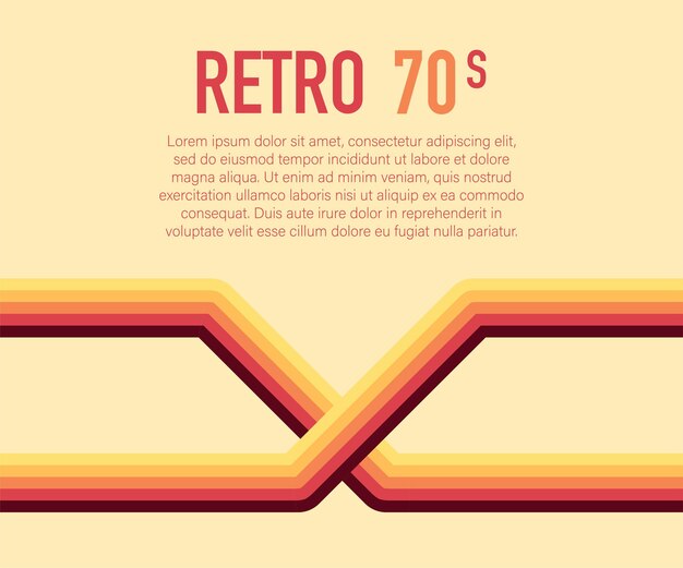 Años 70, 1970 fondo de líneas retro stock vector abstracto. Ilustración vectorial