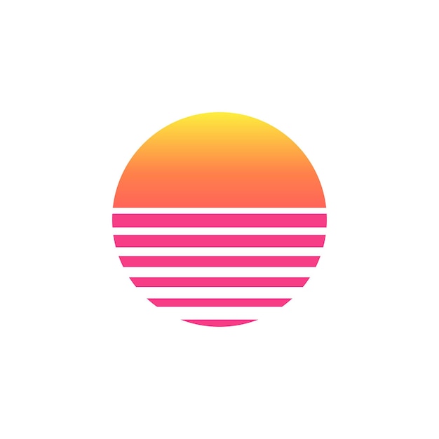 años 80 puesta de sol retro fondo de neón cartel de los 90 electro sol espacio rejilla vintage icono de puesta de sol