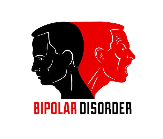 Ansiedad, conflicto interno e ira suspendida ilustración conceptual del vector de salud mental o logotipo visualizado por el perfil de la cara del hombre y otro perfil proviene primero con gritos y gritos.