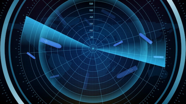 Antecedentes abstractos de tecnología futurista exploración de pantalla radar envío ruta de ruta de buque de carga con interfaz de exploración hud