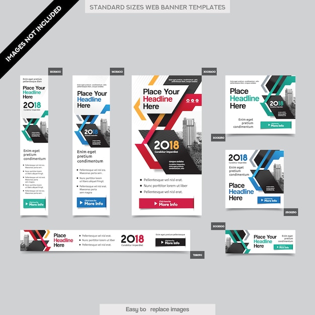 Vector antecedentes de la ciudad plantilla corporativa de la bandera del web en varios tamaños. fácil de adaptar a folleto, informe anual, revista, póster, medios publicitarios corporativos, folleto, sitio web.