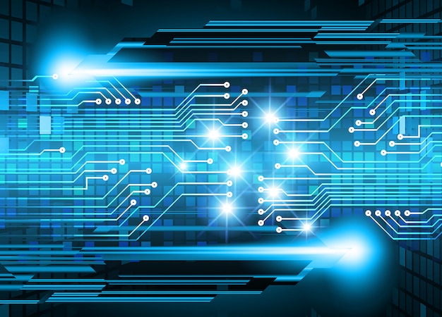 Antecedentes del concepto de tecnología del futuro del cibercircuito azul