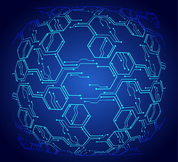 Antecedentes del concepto de tecnología del futuro del cibercircuito azul
