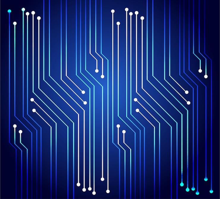 Vector antecedentes del concepto de tecnología del futuro del cibercircuito azul