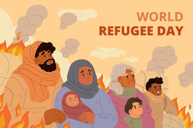 Vector antecedentes de la concienciación sobre el día mundial de los refugiados