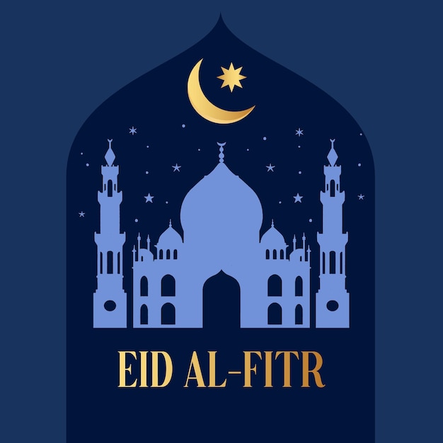 Vector antecedentes culturales de eid mubarak con la mezquita