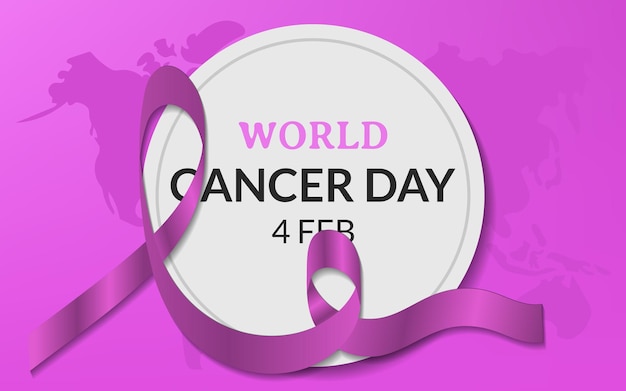 Antecedentes día mundial contra el cáncer 4 de febrero mes de concientización campaña de salud signo banner tratamiento