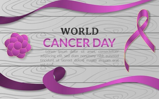 Vector antecedentes día mundial contra el cáncer 4 de febrero mes de concientización campaña de salud signo banner tratamiento
