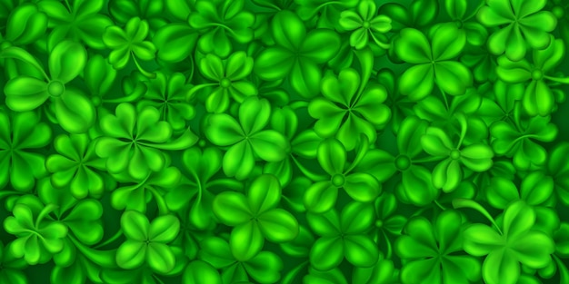 Vector antecedentes del día de san patricio hechos de hojas de trébol realistas en colores verdes