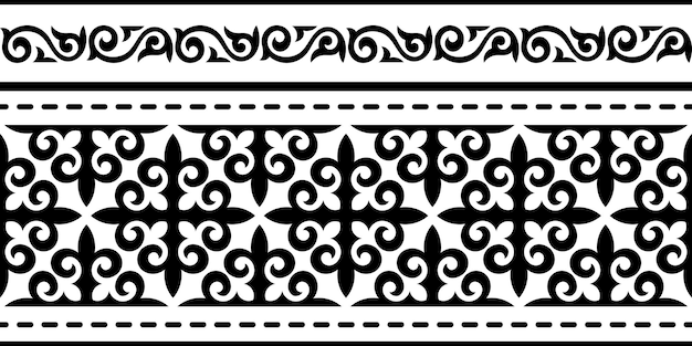 Antecedentes étnicos en el tema del ornamento nacional kazajo de patrón sin costuras