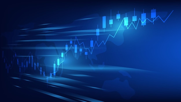 Antecedentes financieros y comerciales. gráfico de velas con indicador que muestra el precio de negociación del mercado de valores