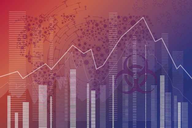 Vector antecedentes de gráficos y tendencias de brotes de virus mundiales