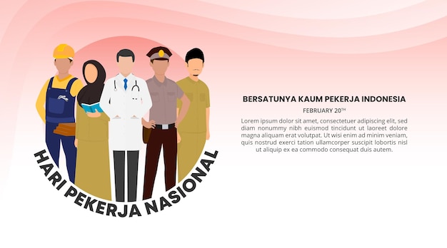 Vector antecedentes de hari pekerja nasional o día del trabajo de indonesia con trabajadores nacionales indonesios