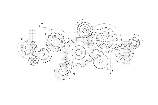 Antecedentes del mecanismo abstracto de la rueda de engranajes Tecnología de la máquina Ilustración vectorial