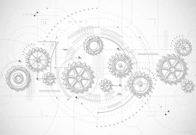 Antecedentes del mecanismo abstracto de la rueda de engranajes Tecnología de la máquina Ilustración vectorial