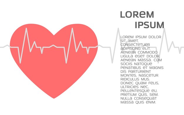 Antecedentes médicos con un corazón, una línea de pulso y un lugar para texto en formato a4 Ilustración vectorial