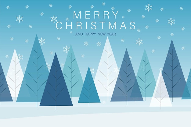 Antecedentes de la Navidad Feliz Navidad y Feliz Año Nuevo Bosque de invierno Vector de nieve