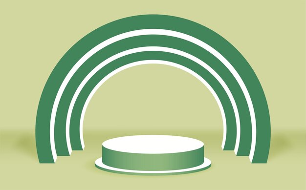 Antecedentes del podio. Podio verde brillante 3d para la colocación de productos con fondo circular.