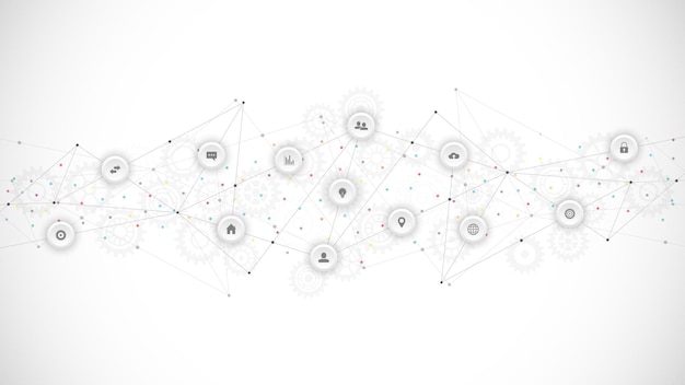 Vector antecedentes en tecnología de la información con elementos infográficos e íconos planos