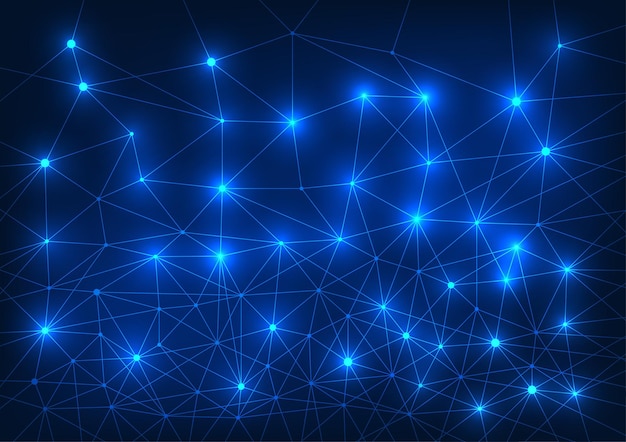 Antecedentes tecnológicos Las líneas interconectadas y las chispas muestran la conexión y transmisión de enormes cantidades de datos a través de Internet, donde la información se puede compartir en todo el mundo