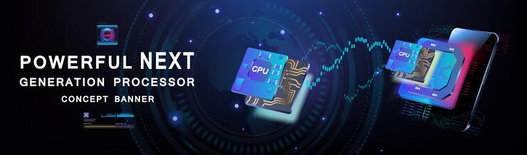 Vector antecedentes tecnológicos con procesador potente procesador de nueva generación con un gran número de núcleos conjunto de chips de nueva generación chip digital para computadora tecnologías informáticas digitales y comunicaciones