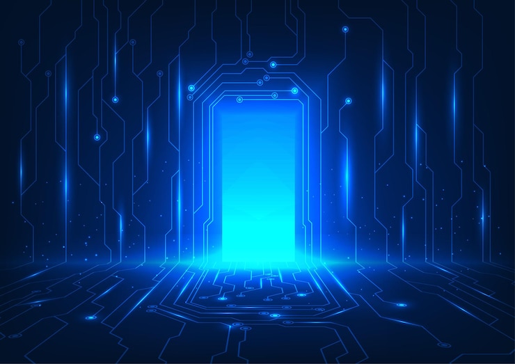 Vector antecedentes tecnológicos una puerta de entrada al futuro mundo de la tecnología con información ilimitada