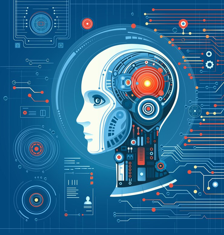 Vector antecedentes tecnológicos del robot del procesador del chip