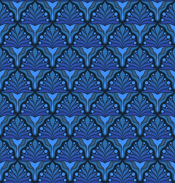 ANTECEDENTES DE VECTOR INCONSÚTIL EN ESTILO ART NOUVEAU CON ELEMENTOS DE PLANTA AZUL