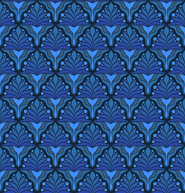 ANTECEDENTES DE VECTOR INCONSÚTIL EN ESTILO ART NOUVEAU CON ELEMENTOS DE PLANTA AZUL