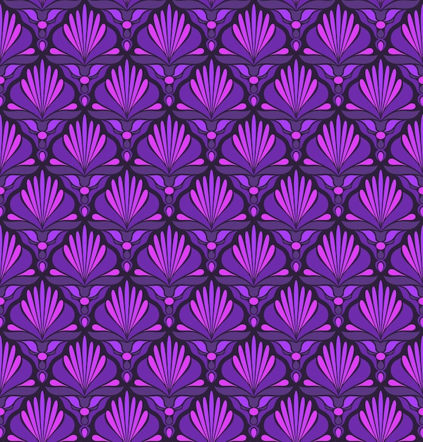 ANTECEDENTES DE VECTOR INCONSÚTIL EN ESTILO ART NOUVEAU CON ELEMENTOS DE PLANTA LILA
